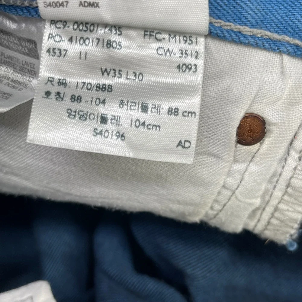 Levi's 501 Button Fly Jeans Men 35x30 Blue Teal Straight Leg (Fits 32x28) Grunge